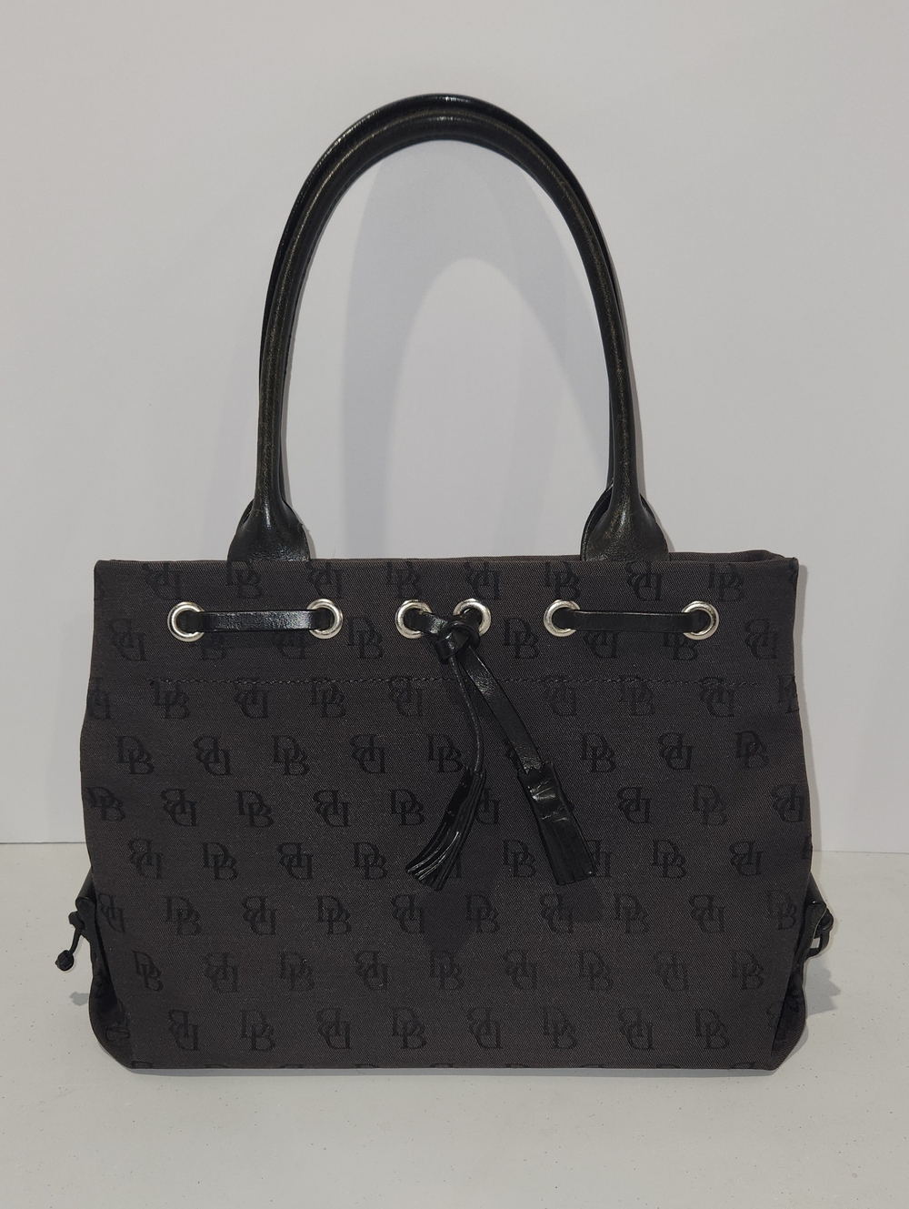 Vintage Dooney & Bourke Shoulder Handbag Y2K Black DB Monogram Fabric